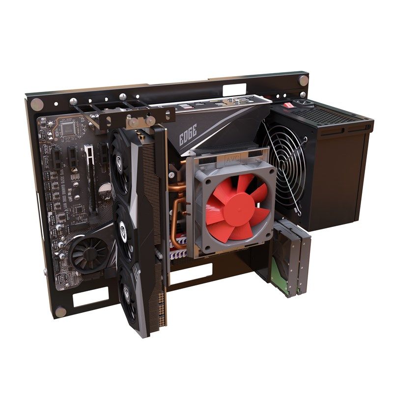 开放式 壁挂机箱 上墙挂洞洞板 主板托架测试平台 支持ATX MATX