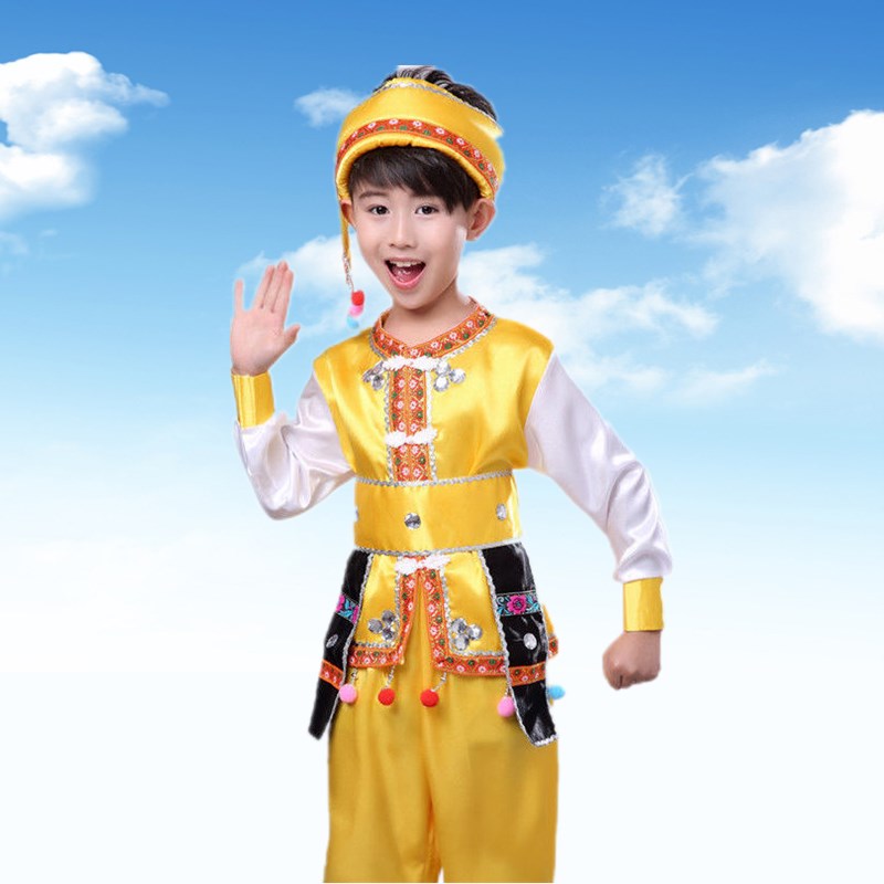 西双版纳傣族服装男童云南套装儿童男童傣族服装56个少数民族服装