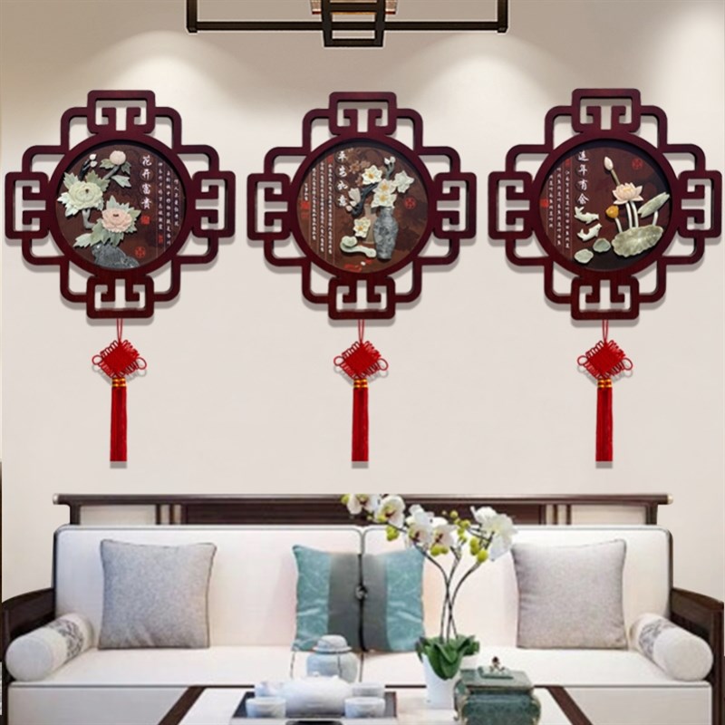 客厅装饰画沙发背景墙玉雕画新中式入户玄关走廊过道挂画浮雕画图片