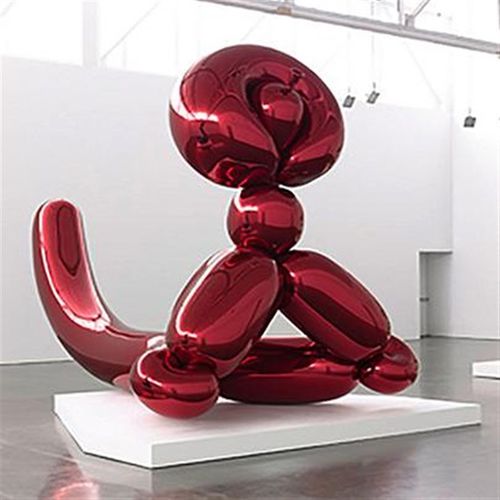 不锈钢气球狗雕塑定制户外大型卡通电镀金属摆件室内现代美陈装饰