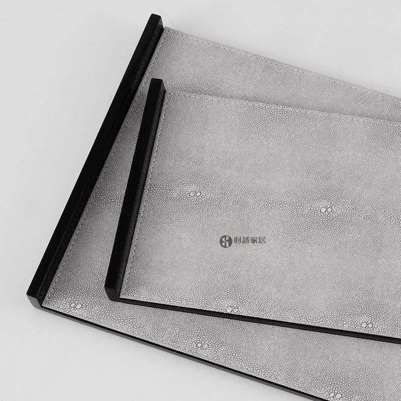 现代极简皮革托盘客厅茶几书桌收纳摆件酒店样板间售楼部软装摆设