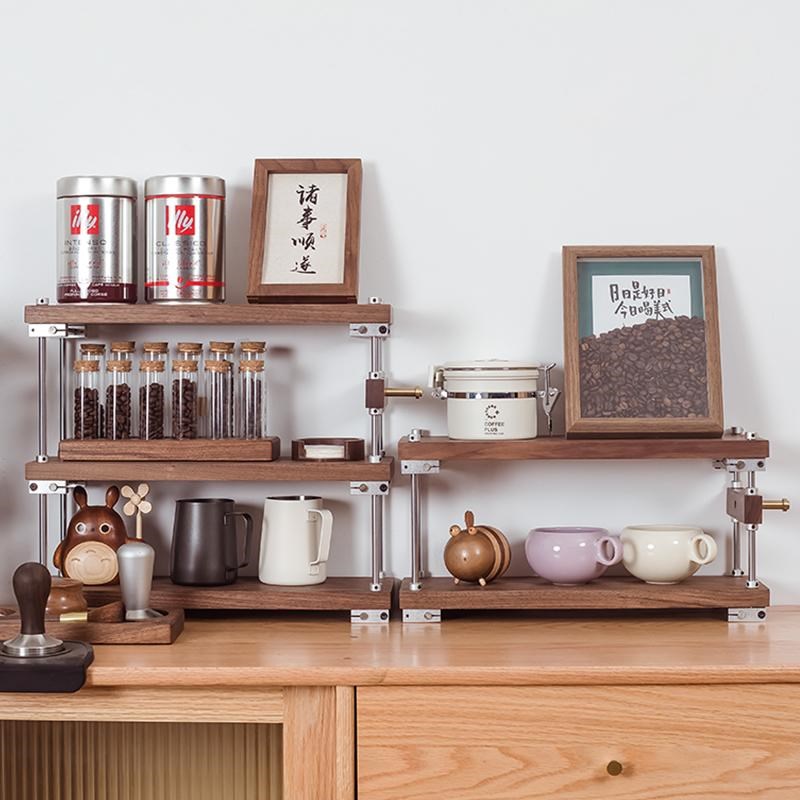 光轴桌面置物架DIY中古工业风餐桌茶杯子收纳架子定制实木咖啡角