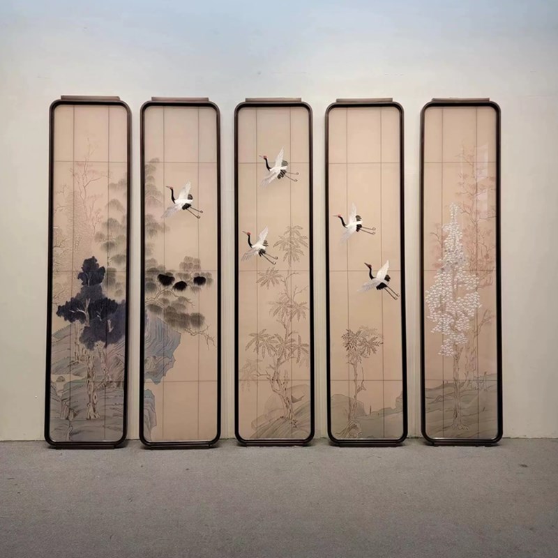 定制不锈钢艺术玻璃商业隔断铁艺屏风玄关现代简约新中式入户遮挡