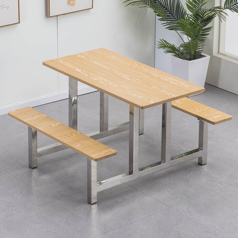 不锈钢餐桌椅组合学校学生食堂员工连身桌工厂饭堂 4人6人8人