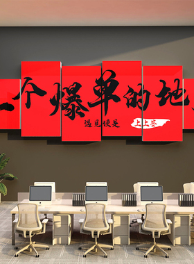 办公室墙a面装饰公司企业文化电商氛围感高级布置励志标语爆单贴