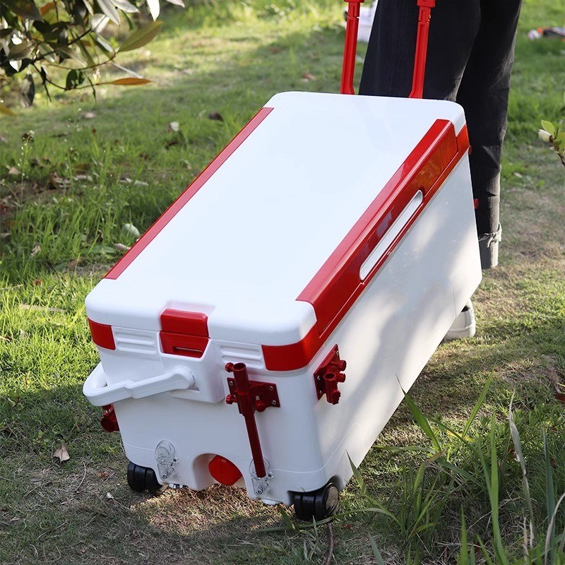 新款钓箱45升四脚升降免安装多功能大容量钓鱼箱渔具箱带滑轮