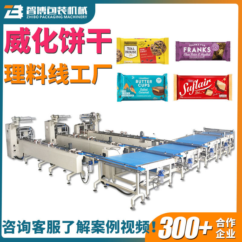 定制沙琪玛巧克力饼干理料输送线包装机生产线威化饼干枕式包装机
