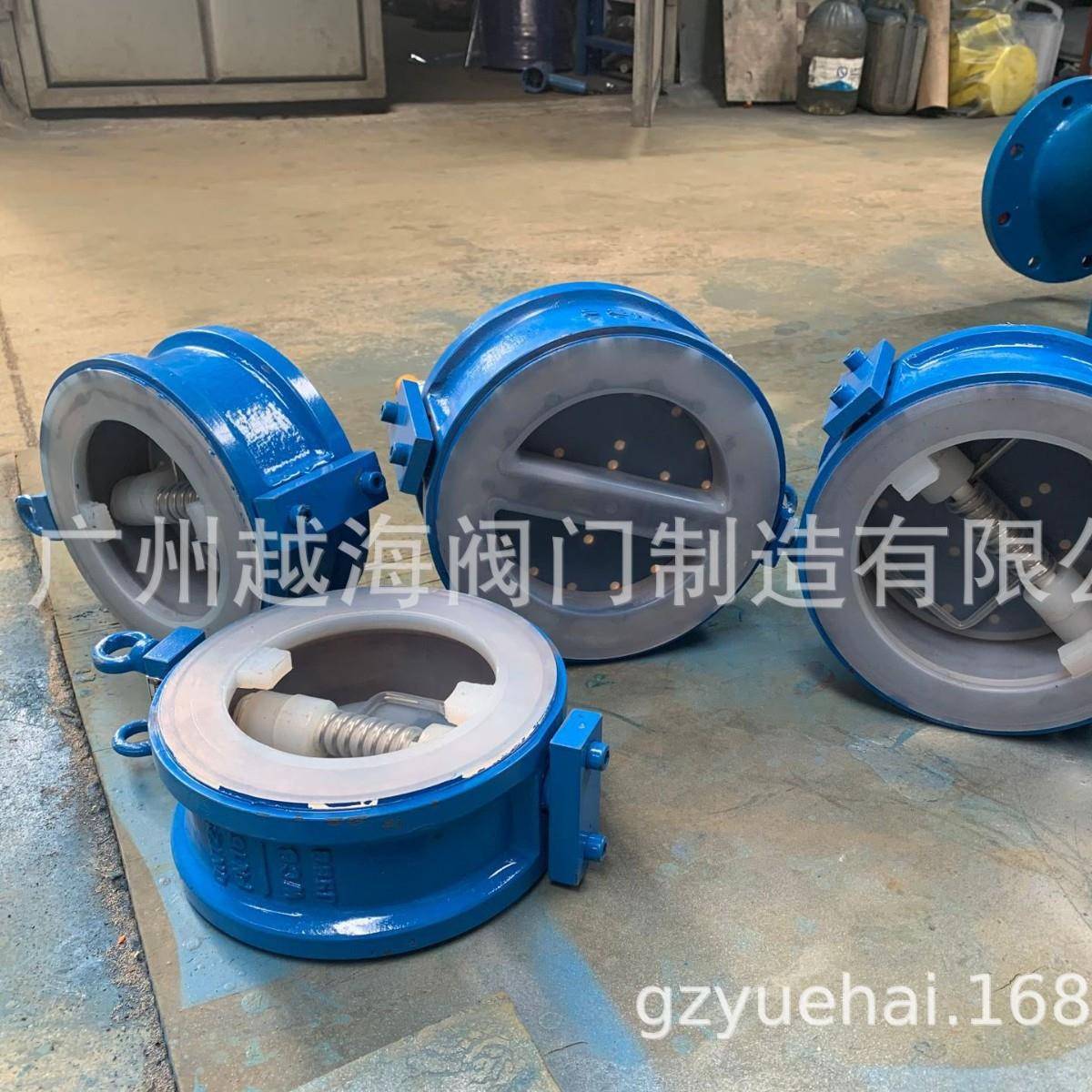 越海H77F46-16Q衬氟蝶式对夹式双瓣止回阀 球墨耐酸止回逆止阀