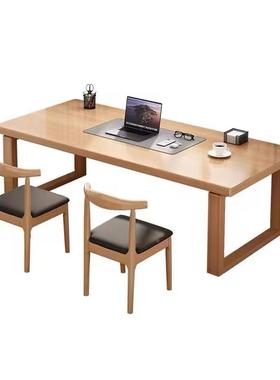 OLY学习客厅大板工作台橡公胶木大长书桌桌代现简约家用办电脑桌