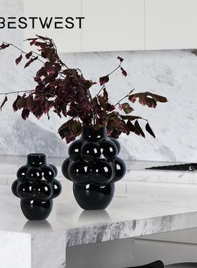 博西家高档冷黑葡萄水培玻璃小花器iHD22-18-sn软装家居轻客奢厅