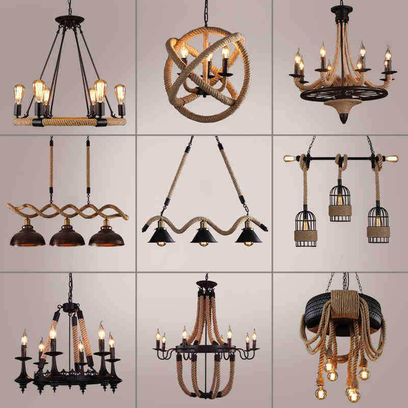 复绳古lo铺ft工业168风创意个服性客餐厅灯具酒吧网咖理发装店麻,家装灯饰光源,智能吊灯,淘宝优惠券,粉丝福利购,淘宝优惠卷