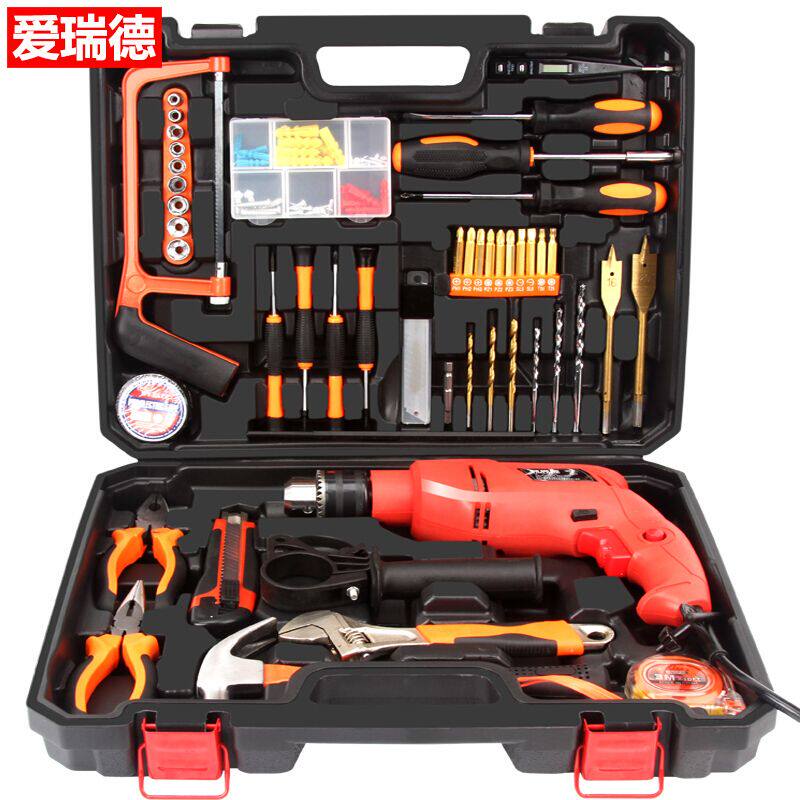 家用工具箱五金工具套装多功能两用手电钻冲击钻维修工具组合套装