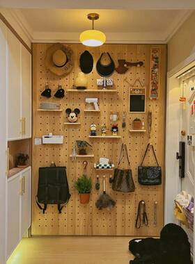 木洞洞板壁挂式收纳可DIY关客厅收纳置玄实物架简约架RIR木质洞洞