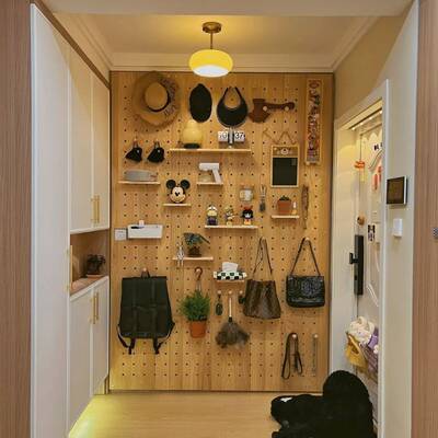 木洞洞板壁挂式收纳可DIY关客厅收纳置玄实物架简约架RIR木质洞洞