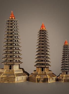 厂家销直黄铜DHSM016文昌塔装摆十三层13层家居客厅书桌饰件工艺