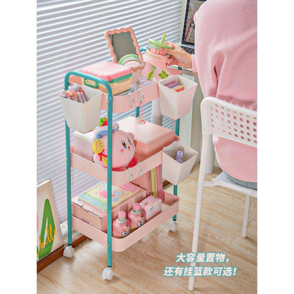 撞宿多色小推车XYIQIQQF大容量食落地零收纳架子舍床边挂篮层可移,收纳整理,书桌收纳置物架,淘宝优惠券,粉丝福利购,淘宝优惠卷