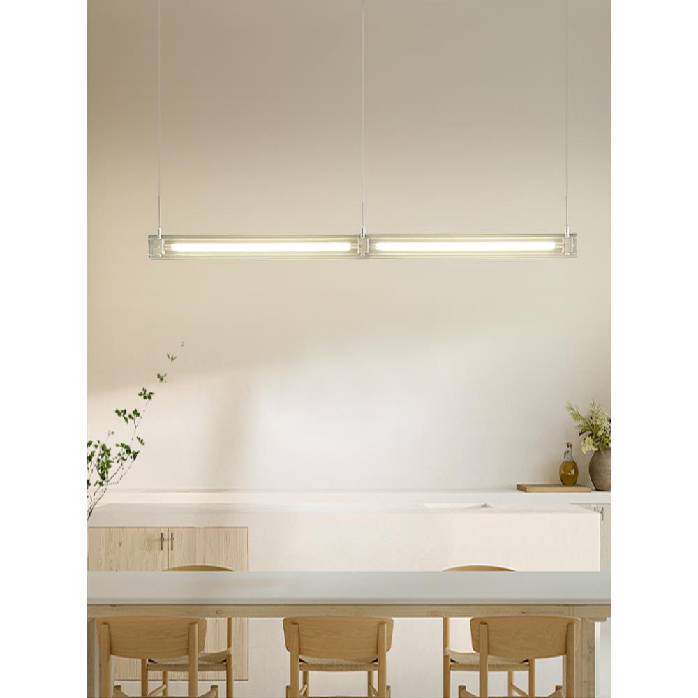 厅吊灯现代极长简创设意玻969璃一字条灯计师吧台办公室餐岛台马