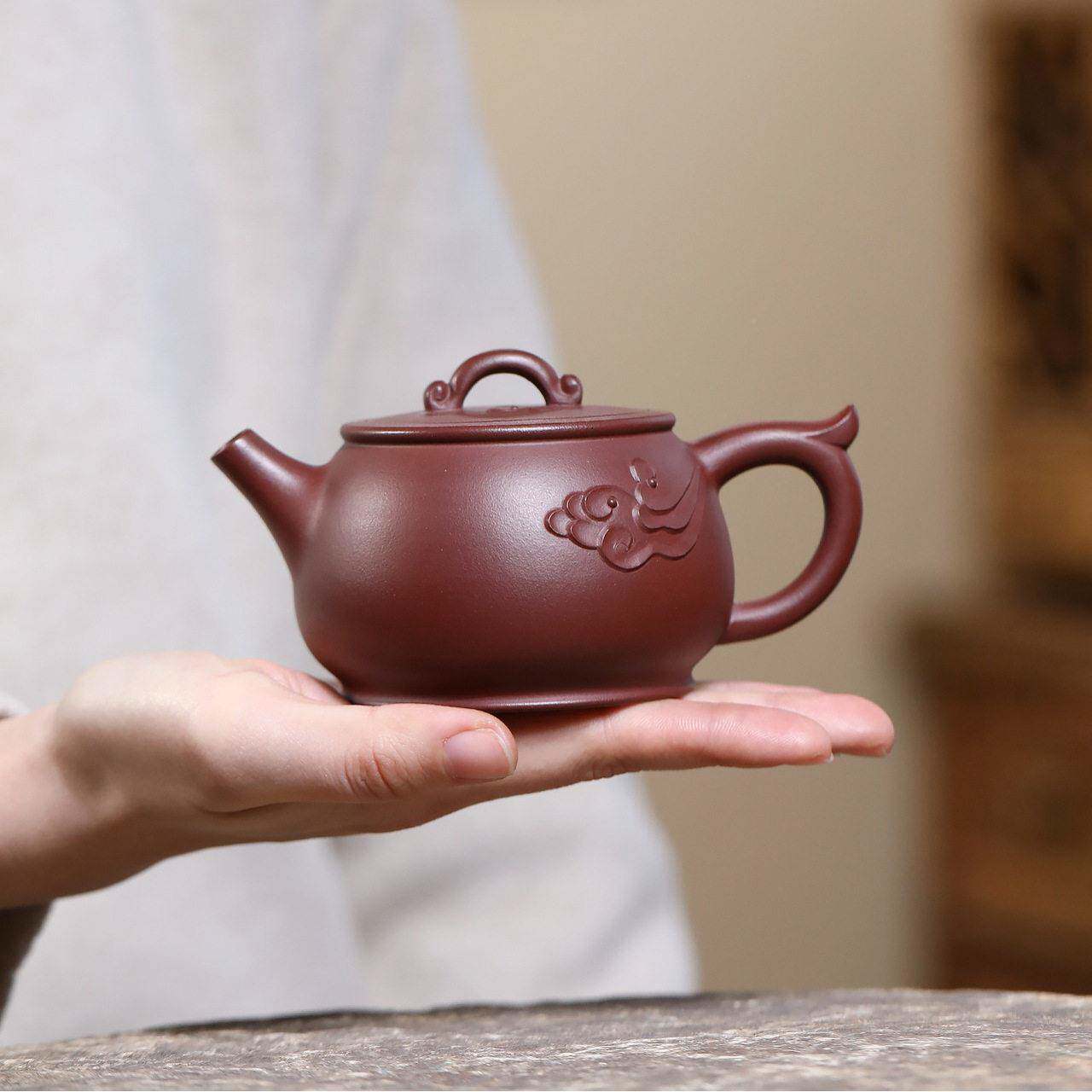 一件宜兴紫砂壶原夫矿底槽ZHIFU-14清工制作祥汉瓦端手功云茶壶茶