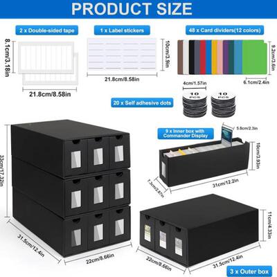 卡牌收纳盒带隔板展收示屉窗ZJU标签和抽小卡纳盒卡牌周边自印卡
