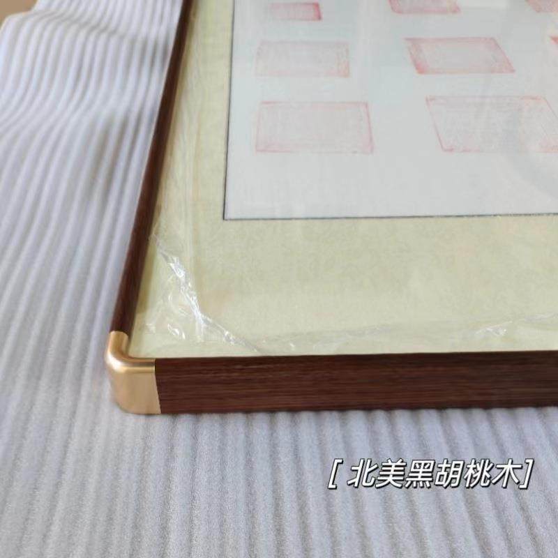 ?木实铜角框国画框F767HTJS画相框装裱十字字绣框书法边框框鸡翅