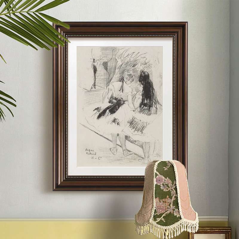 德加素描芭蕾复古客厅装饰画琴房舞蹈房艺术画小众中古风卧室壁画