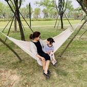 吊床户外白色双人秋防侧翻大人EMQ便儿露童加厚帆布千携吊篮营可