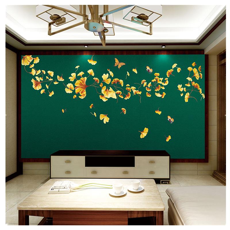 独秀景墙布高端刺PRK绣布无缝高档简约风沙发绣花壁整视幅电背背