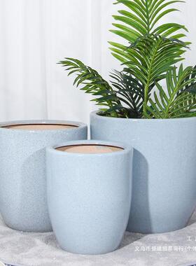 陶瓷花盆落地特大号绿白色大口径植F9698MTJ盆器轻奢财感树发种天