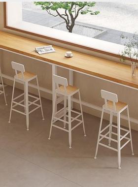 台靠用墙吧桌家阳台长窄桌奶茶店条酒吧休闲PBP实木高脚桌椅组合1