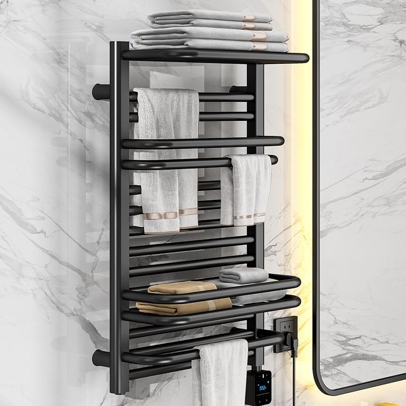 雨240810电换热烘干毛巾架免打架孔卫生间能恒温82加热智烘干浴巾