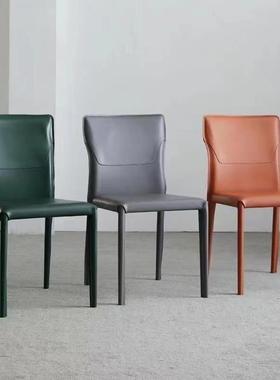 北欧餐店椅马鞍BD8614皮椅家轻奢用软包书桌椅loft酒咖啡餐厅舒餐