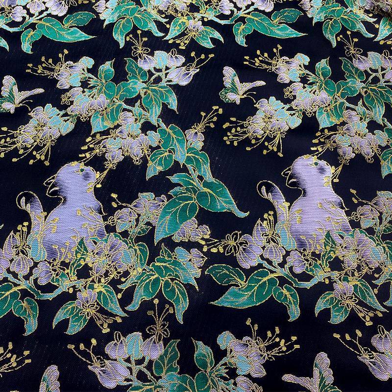 150门幅猫汉咪国赏花IHF服装面料精高密提花布中风马面裙服面料