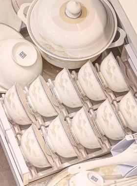 碗家用吃好看碗饭碗具中式高级感奢LDL风2025新款轻碗具餐套装陶