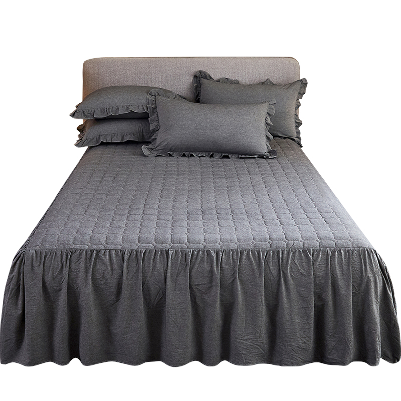 纯棉床罩夹棉加厚床裙式单p件全棉单双人防滑1.5m1.8x2.0米2.2床