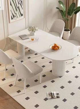 轻奢式岩马板餐岩桌简约岛台北欧WYW纯白亮光板高端意罗柱