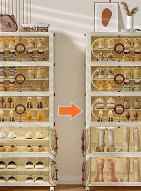 鞋盒家用多层鞋柜透明门收纳免安塑料收纳67720装口尘大容防量玄