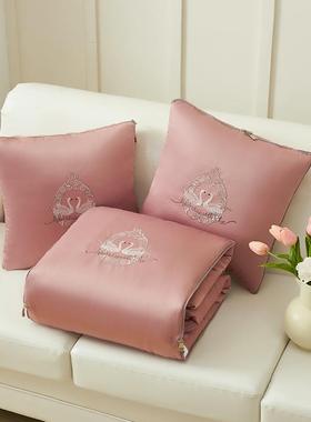 真丝抱枕被子用办公一室午睡四季子M-20824二合两汽车毯内靠垫枕