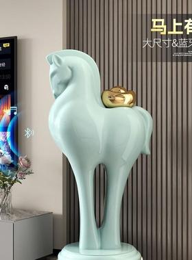 马到成功生马酒店肖大堂雕塑品业礼摆件客厅玄关大型zls20241落地
