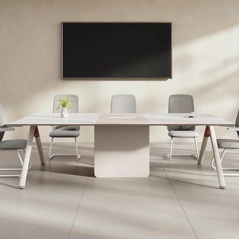 实木会议桌长桌长桌方形小型会议桌椅简约会议室子合带排插组办公