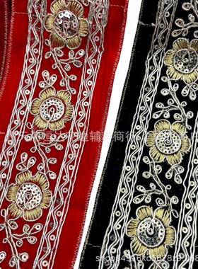 7cm金骨绳边单S515#厂面绒电脑绣花民族风服刺装辅料家