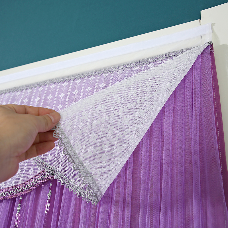 双层门帘防蚊家用卧室厨房纱帘遮挡帘四季免打孔魔术贴纱窗隔断帘