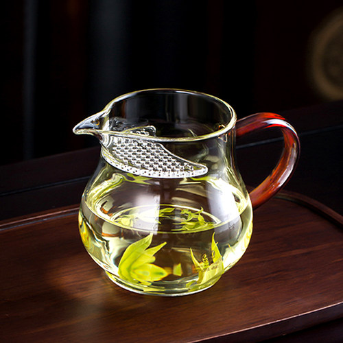 鑫凤祥月牙耐高温玻璃高r级公道杯带茶漏一体泡茶过滤茶海分茶器
