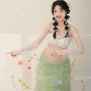 孕妈咪辣妈艺术照摄影服装 影楼情侣孕妇主题拍照新款 冷酷黑色套装