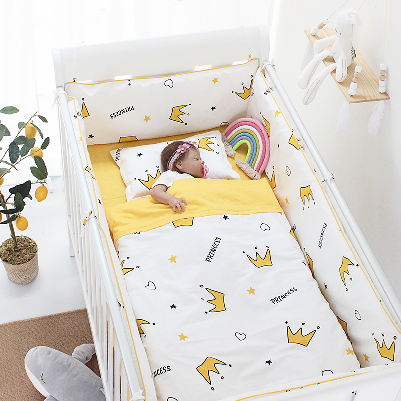婴儿床床围套件全棉bb新生四件套冬季防撞围软包布艺纯棉床上用品