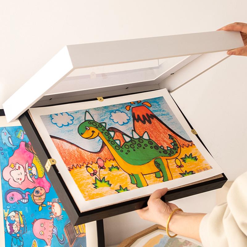 立镂空水彩框素描作展示框奖状框117儿品童绘画体装裱免打孔收纳