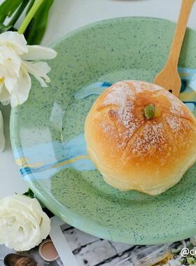 6K3盘土耳其大理石1餐纹搪瓷餐具子圆形水果餐盘早甜品盘点TPB心