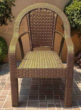 阳藤椅休闲家背用巨厚庭院工UUX厂手工编织椅室外台露台靠藤编椅