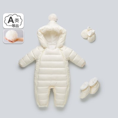 宝宝羽绒服连体衣冬季婴儿加厚外出服哈衣幼儿可爱羽绒连身衣爬服