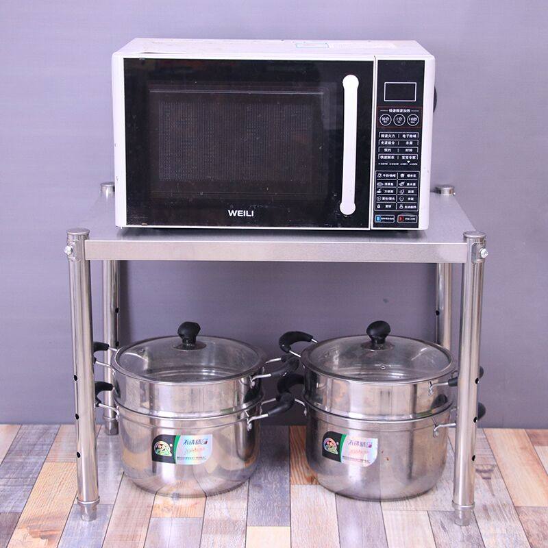 不锈钢置物架f单层台面架微波炉架烤箱架菜架厨房储物架隔层架1层