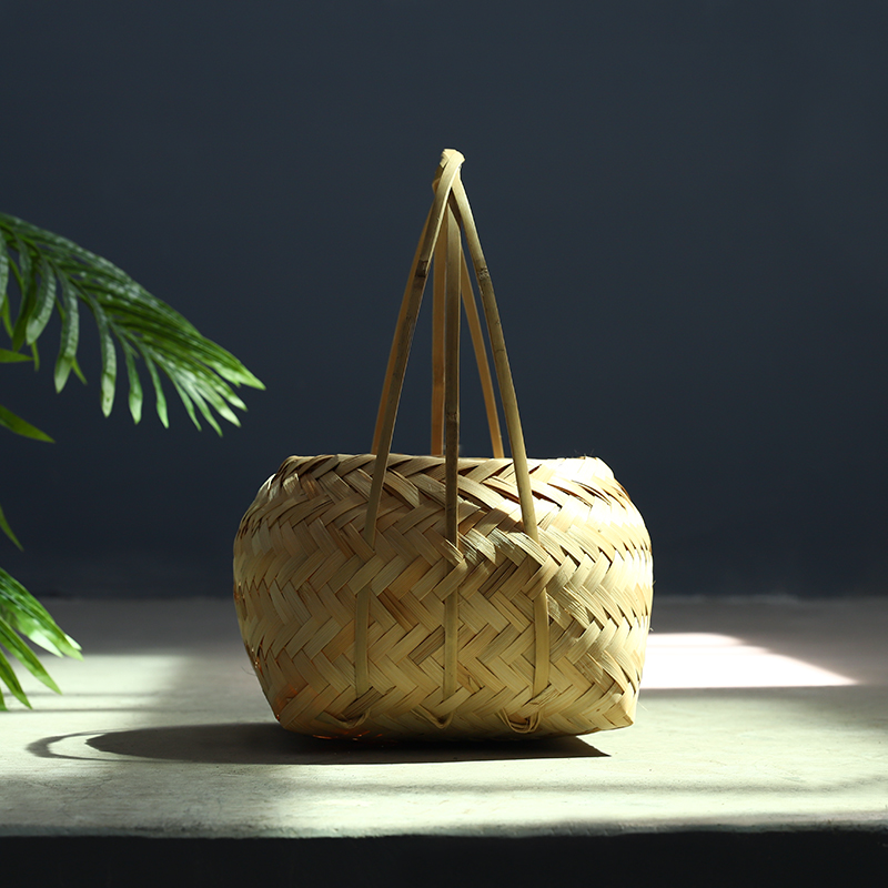 竹编大号提篮鸡蛋篮大果篮带提手竹篮礼品篮买菜篮子筐子竹制品